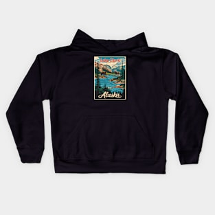 Lake Clark Alaska Predators Vintage Travel Poster Kids Hoodie